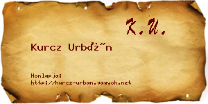 Kurcz Urbán névjegykártya